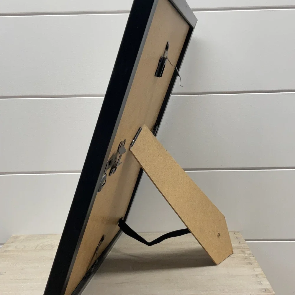 Modern Black Wood Picture Frame with White Mat 10.5x12.5 Tabletop Wall Mount
